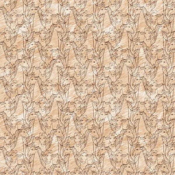 Cute safari wild giraffe animal pattern for babies room decor. Seamless african furry brown textured gender neutral print design