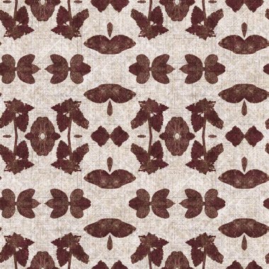 Yapraklar kahverengi kaleydoskop, dikişsiz doku deseni. Yazılı kumaş için yeni moda optik tasarım. Geometrik yaprak soyut tekstil tasarımı