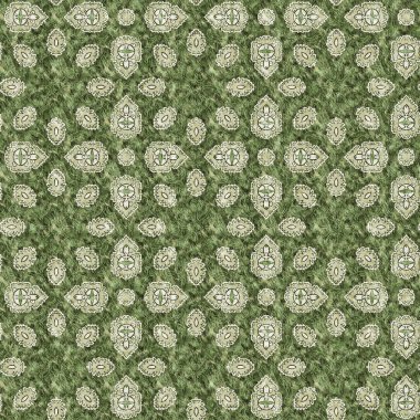 Mosaic geometric green leopard print texture pattern. Trendy kaleidoscope woven design for printed fabric. Rough abstract textile design