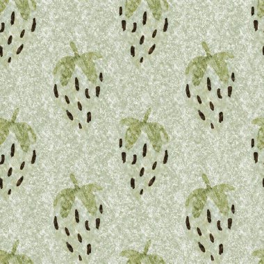 Yeşil mermer çilek, dikişsiz vintage desen. Cottagecore keten retro yaz meyveli duvar kağıdı. Garip, tatlı, sağlıklı, böğürtlen arkaplanı