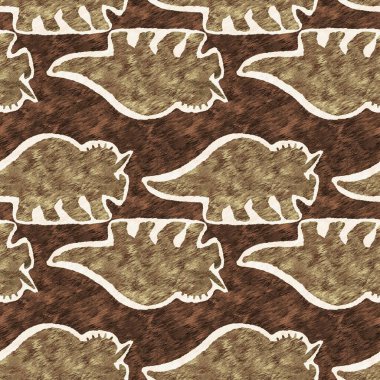 El çizimi Triceratops dinozor pürüzsüz desen. Bebek yuvası için cinsiyet Nötr Jurasik fosil silueti. Müze, nesli tükenme ve tekstil tasarımı için cinsiyet ayrımı yapılmamış ev dekorasyonu