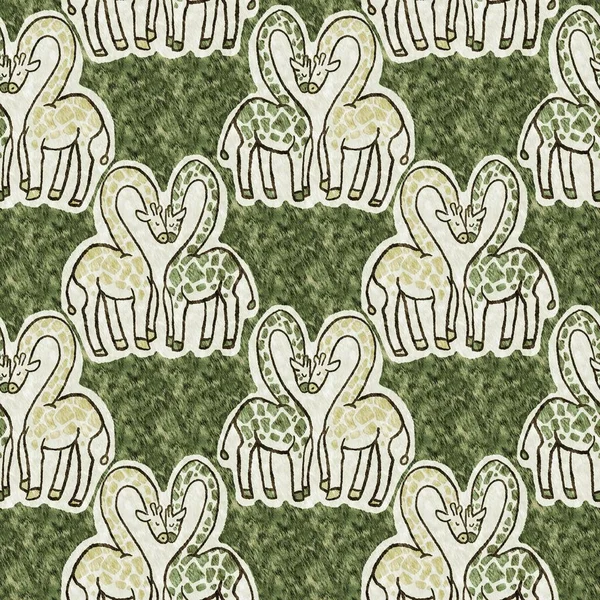 Bebek odası dekorasyonu için şirin bir safari vahşi zürafa deseni. Kusursuz Afrikalı kürklü yeşil, cinsiyet dokusuna sahip nötr baskı tasarımı.