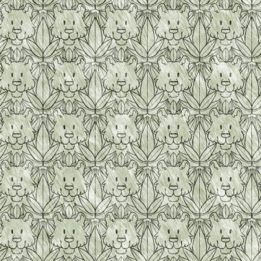 Bebek odası dekorasyonu için şirin bir safari vahşi kaplan deseni. Kusursuz büyük kedi kürklü yeşil desenli cinsiyet nötr iz tasarımı