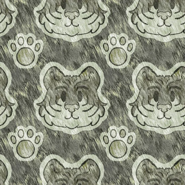 Симпатичний Сафарі Дикий Тигр Тваринний Візерунок Декору Дитячої Кімнати Безшовний — стокове фото