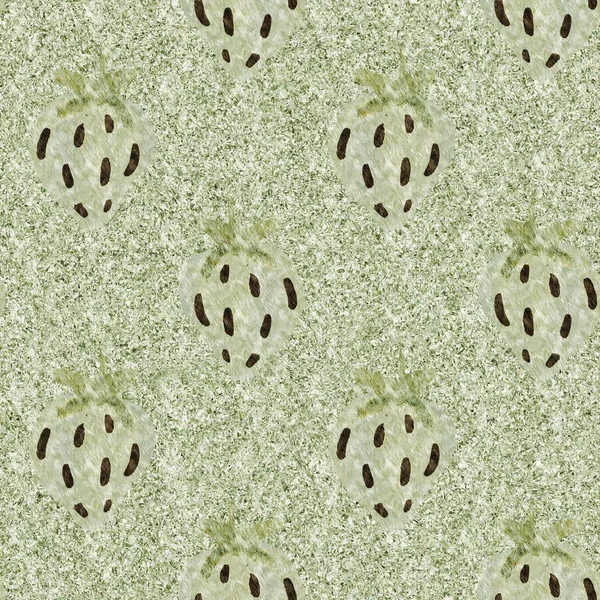 Green Marl Strawberry Vintage Seamless Pattern Cottagecore Linen Retro Summer — Stock Photo, Image