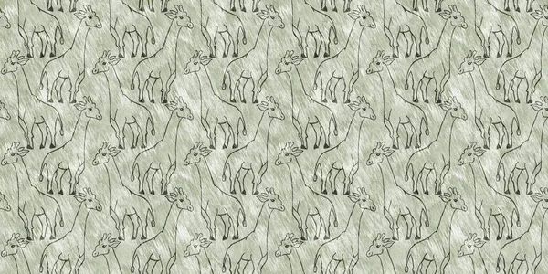 Симпатичные Сафари Диких Жирафов Животного Границы Декора Комнаты Младенцев Бесшовный — стоковое фото