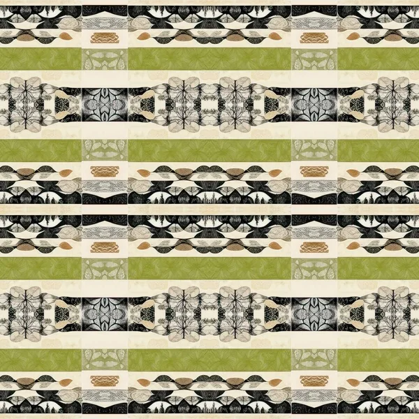 Forest green decorative damask seamless pattern. Geometric kaleidoscope linen for wallpaper backdrop. Printed fabric of optic trendy vintage design