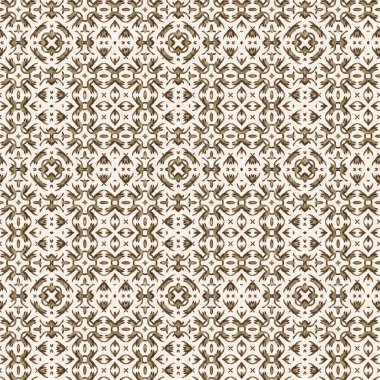 Mosaic geometric dark brown seamless texture pattern. Trendy kaleidoscope woven design for printed fabric. Rough abstract textile design