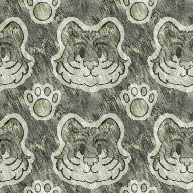 Bebek odası dekorasyonu için şirin bir safari vahşi kaplan deseni. Kusursuz büyük kedi kürklü yeşil desenli cinsiyet nötr iz tasarımı