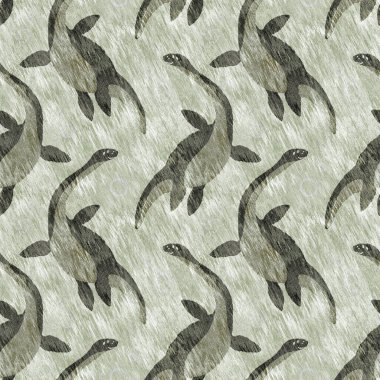 Kahverengi el plesiosaur dinazorunu kusursuz şekilde çizmiş. Bebek yuvası için cinsiyet Nötr Jurasik fosil silueti. Müze, nesli tükenme ve tekstil tasarımı için cinsiyet ayrımı yapılmamış ev dekorasyonu