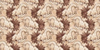 Bebek odası dekorasyonu için şirin bir safari vahşi zürafa sınırı. Kusursuz kürksüz kahverengi desenli cinsiyet nötr iz tasarımı.