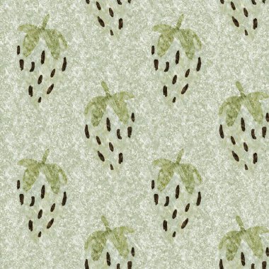 Yeşil mermer çilek, dikişsiz vintage desen. Cottagecore keten retro yaz meyveli duvar kağıdı. Garip, tatlı, sağlıklı, böğürtlen arkaplanı