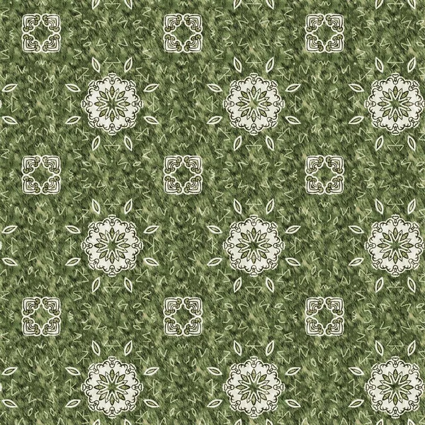 Mosaic Geometric Green Leopard Print Texture Pattern Trendy Kaleidoscope Woven — Stock Photo, Image