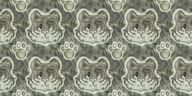 Bebek odası dekorasyonu için şirin bir safari vahşi kaplan sınırı. Kusursuz büyük kedi kürklü yeşil desenli cinsiyet nötr iz tasarımı.