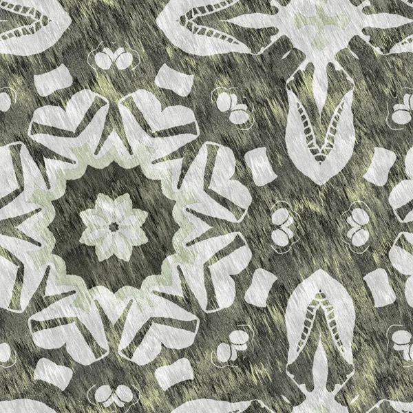 Mozaik Geometrikus Zöld Zökkenőmentes Textúra Minta Trendi Kaleidoszkóp Szőtt Design — Stock Fotó