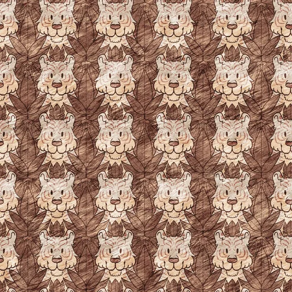 Симпатичные Сафари Диких Тигров Животных Шаблон Декора Комнаты Младенцев Бесшовный — стоковое фото