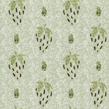 Yeşil mermer çilek, dikişsiz vintage desen. Cottagecore keten retro yaz meyveli duvar kağıdı. Garip, tatlı, sağlıklı, böğürtlen arkaplanı