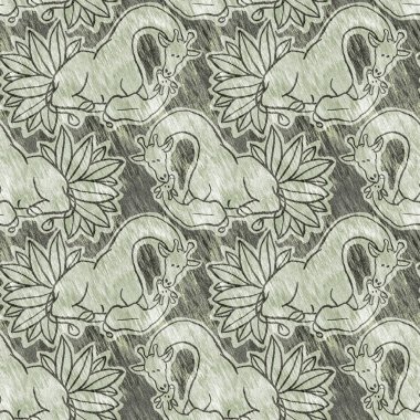 Bebek odası dekorasyonu için şirin bir safari vahşi zürafa deseni. Kusursuz Afrikalı kürklü yeşil, cinsiyet dokusuna sahip nötr baskı tasarımı.