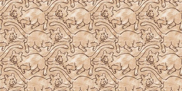 Cute Safari Wild Tiger Animal Border Babies Room Decor Seamless — Zdjęcie stockowe