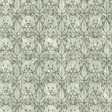 Bebek odası dekorasyonu için şirin bir safari vahşi kaplan deseni. Kusursuz büyük kedi kürklü yeşil desenli cinsiyet nötr iz tasarımı