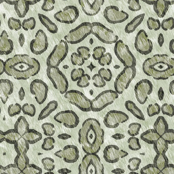 Mosaic Geometric Green Leopard Print Texture Pattern Trendy Kaleidoscope Woven — ストック写真
