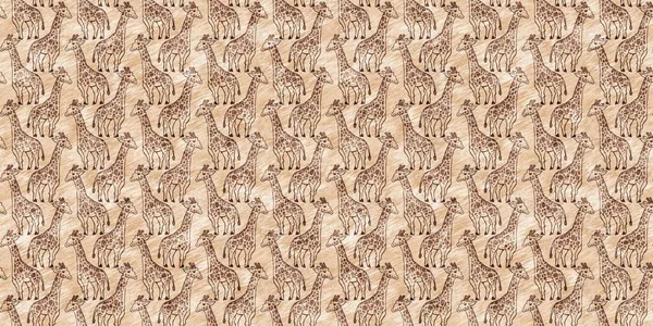 Cute Safari Wild Giraffe Animal Border Babies Room Decor Seamless — Stockfoto