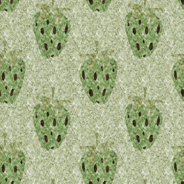 Green Marl Strawberry Vintage Seamless Pattern Cottagecore Linen Retro Summer — Stock Photo, Image