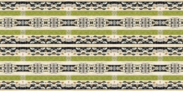 Forest Green Decorative Damask Seamless Border Geometric Kaleidoscope Linen Wallpaper — Fotografia de Stock