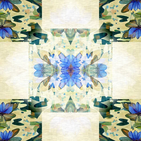 Floral Patchwork Quilt Nahtloses Muster Ornate Geo Swatch Für Exotische — Stockfoto