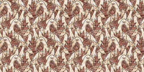 Bebek odası dekorasyonu için şirin bir safari vahşi zürafa sınırı. Kusursuz kürksüz kahverengi desenli cinsiyet nötr iz tasarımı.