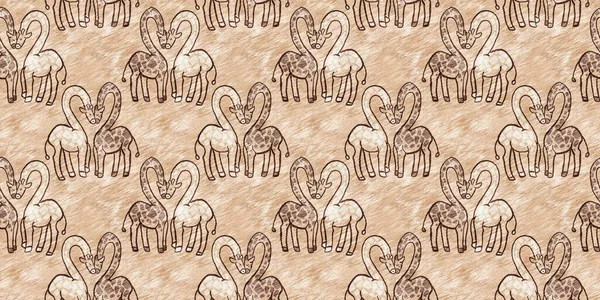 Симпатичные Сафари Диких Жирафов Животного Границы Декора Комнаты Младенцев Бесшовный — стоковое фото