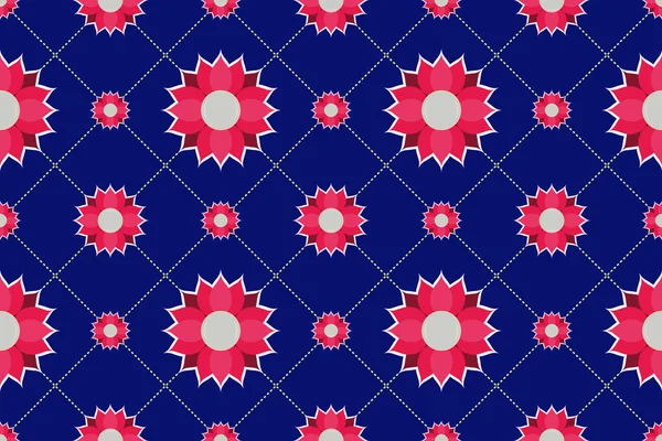 Navy Blue Background Seamless Floral Pattern Vector File — Stock Vector