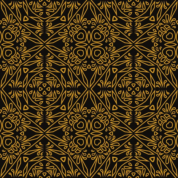 Geometric Pattern Thai Pattern Yellow Gold Pattern Black Background Can — Stock Vector
