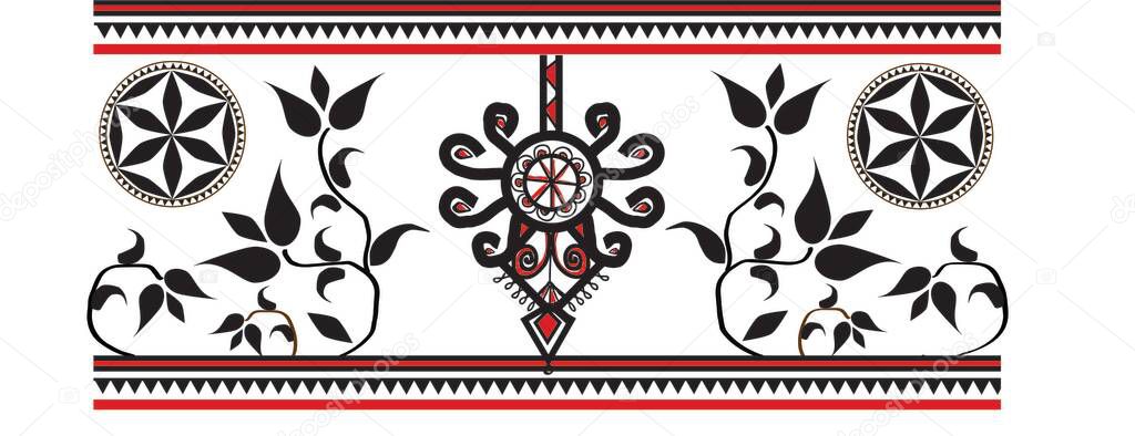 Decorative elements, including parzenica referring to the highlander folklore and the Zakopane style, as well as wood carvings on the decorations of buildings in Zakopane.