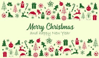 Noel ve Mutlu Yıllar Çiçek Kartı şablonları. Moda modası. Vektör tasarım ögesi.