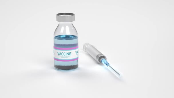 Beyaz Zemin Üzerinde Aşı Şırınga Dikişsiz Animasyon Döngüsü — Stok video