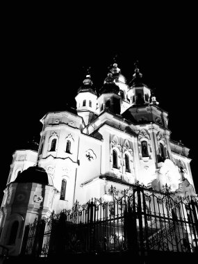 An Orthodox church in black and white
