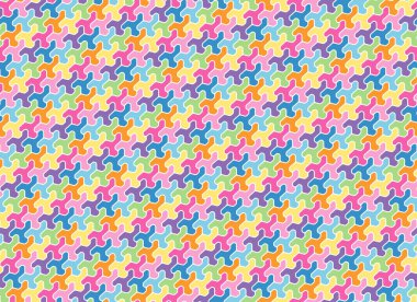 Bulmaca tarzı çok renkli geometrik kompozisyon. Sekiz renk artı beyaz. Kusursuz tekrarlama kalıbı. Vektör görüntüsü. Doku, arkaplan ve ambalaj kağıdı kadar harika..