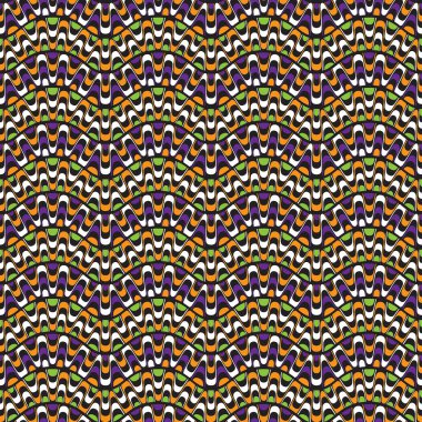 Etnik tarzda kıvrımlı elementlerden oluşan güzel, pürüzsüz geometrik yineleme deseni. Beş farklı renk. Vektör görüntüsü. Farklı dekoratif projeler için mükemmel..
