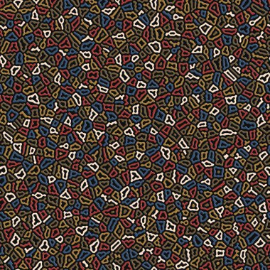 Küçük düzensiz geometrik elementlerin beyaz, mavi, kahverengi ve kırmızı bileşimi. Kusursuz tekrarlama kalıbı. Graffiti tarzı. Tekstil, ambalaj, baskı, ağ ve her türlü dekoratif proje için mükemmel..