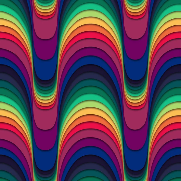 Lebendige Bunte Wellige Streifen Regenbogenfarben Papercut Stil Nahtlos Wiederholendes Muster — Stockfoto