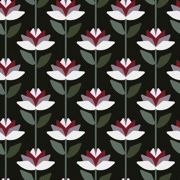 Motif Floral Stylisé Sans Couture Sur Fond Noir Texture Rayée — Image vectorielle