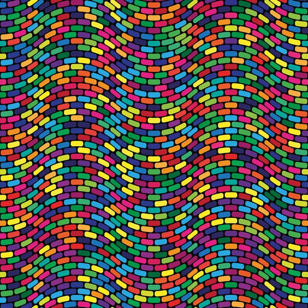 Strisce Ondulate Multicolori Punteggiate Composizione Geometrica Con Linee Piastrelle Diversi — Vettoriale Stock
