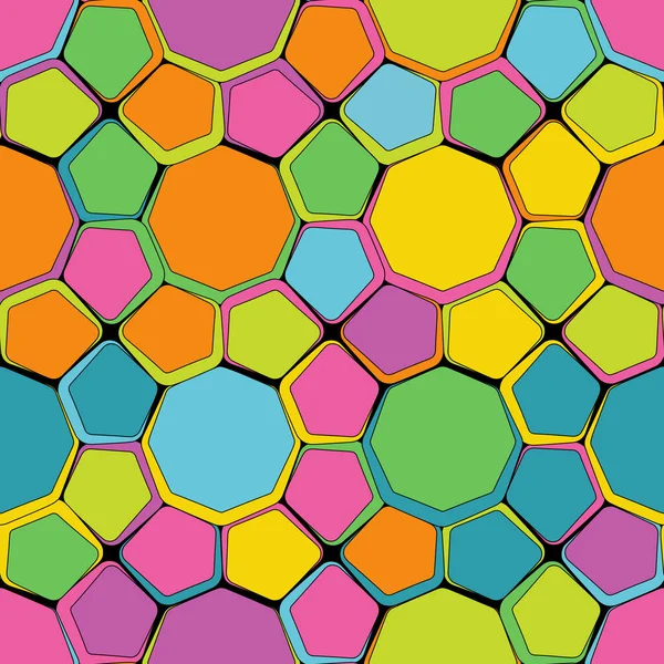 Colorful Geometric Pattern Mosaic Style Composition Pentagons Octagons Vivid Neon — Archivo Imágenes Vectoriales