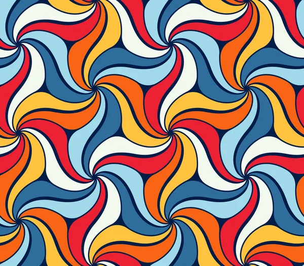 Geometric Composition Swirls Whirlpools Vortexes Multicolored Waves Circular Motion Seamless — Stok Vektör