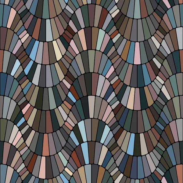 Dalgalı Çizgiler Halinde Dizilmiş Dikdörtgen Kiremitlerle Çok Renkli Döşeme Mozaiği — Stok Vektör