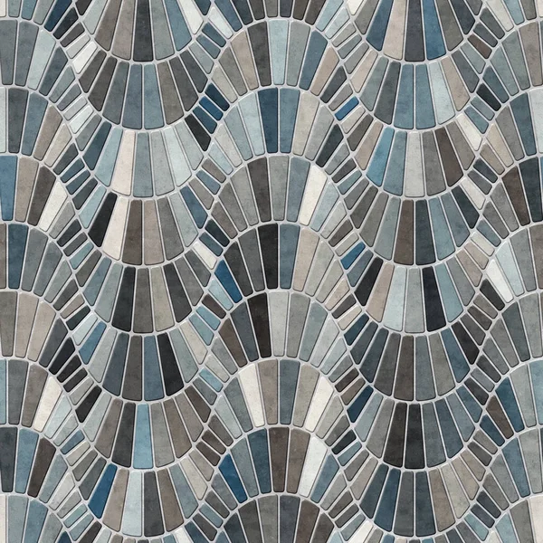 Mooi Mozaïek Met Veelkleurige Rechthoekige Tegels Gerangschikt Golvende Lijnen Abstracte — Stockfoto