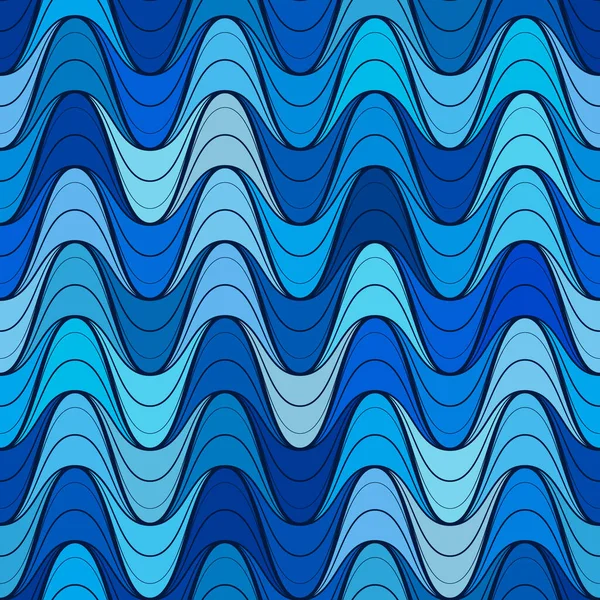 Naadloos Abstract Golvend Patroon Horizontale Geometrische Watergolven Verschillende Tinten Blauw — Stockvector