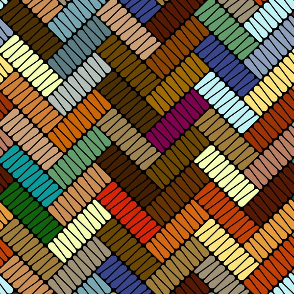 Colorful Geometric Zig Zag Embroidery Pattern Black Background Striped Chevron — Image vectorielle
