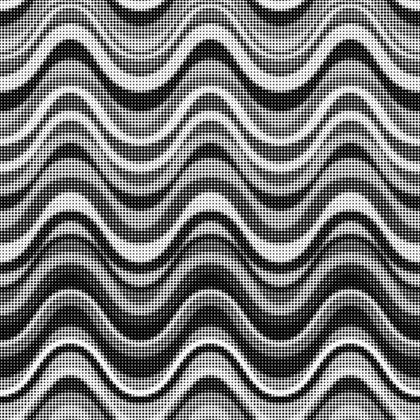 Seamless Wavy Striped Pattern Stripes Made Black Dots White Background — Stockvektor
